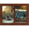 image:imageGolden State Art 4x6 Double Picture Frame Displays Two 4x6 Photos Brown  Solid Wood  Real Glass For Tabletop Or Wall Mounting Brown 1 PackBrown