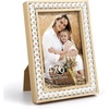 image:imageGolden State Art 5x7 Rustic Beaded Picture Frame Boho Solid WoodGlass  Fits 5x7 Photos Farmhouse Design Tabletop DisplayWall MountHorizontal or Vertical Display Rustic White1 Pack1 Pack