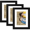 image:imageGolden State Art 8x10 Picture Frame Set of 3  Gold  Matted to 5x7 Photo with Plexiglass  Decorative Gallery Frame Set for Wall or Tabletop DisplayBlack