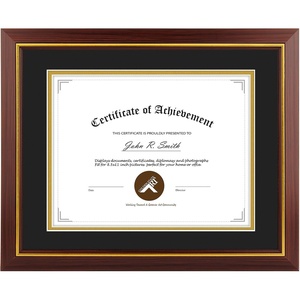 image:image11x14 Diploma Frame Blue Gold Trim Fit 85x11 with Black W Gold Double Mat  1 Pack11x14 Certificate without Mat  Soild Wood with Tempered Glass  Horizontal Or Vertical DisplayBrown