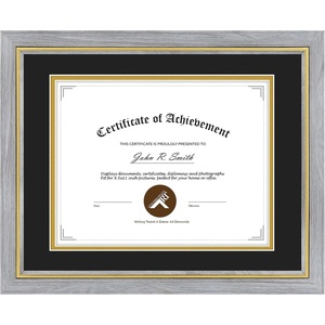 image:image11x14 Diploma Frame Blue Gold Trim Fit 85x11 with Black W Gold Double Mat  1 Pack11x14 Certificate without Mat  Soild Wood with Tempered Glass  Horizontal Or Vertical DisplayGrey