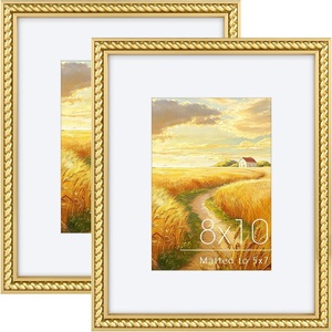 image:imageGolden State Art 11x14 Gold Rope Trim Picture Frame Real Glass  Fits 8x10 Photo With Mat Fits 11x14 Photo Without Mat White Mat Horizontal or Vertical Display Gold 1 Pack2 Pack