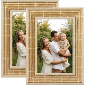 image:imageGolden State Art 4x6 Bamboo Woven Picture Frame Boho Real Glass  Fits 4x6 Photos Natural Bamboo Design Tabletop DisplayWall MountHorizontal or Vertical Display RusticUnique1 Pack2 Pack