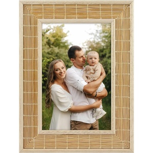 image:imageGolden State Art 4x6 Bamboo Woven Picture Frame Boho Real Glass  Fits 4x6 Photos Natural Bamboo Design Tabletop DisplayWall MountHorizontal or Vertical Display RusticUnique1 Pack1 Pack