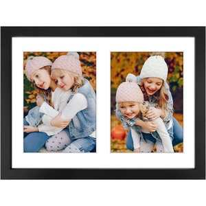 image:imageGolden State Art 5x7 Collage Picture FrameSolid WoodampReal Glass2 Photos  9x14 Multi Picture Frame with Tempered Glass  Displays 2 5x7 Photos or One 9x14 Poster  Black Collage Wall Decor2 Openings 6x8