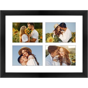 image:imageGolden State Art 5x7 Collage Picture FrameSolid WoodampReal Glass2 Photos  9x14 Multi Picture Frame with Tempered Glass  Displays 2 5x7 Photos or One 9x14 Poster  Black Collage Wall Decor4 Openings 35x5