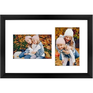 image:imageGolden State Art 5x7 Collage Picture FrameSolid WoodampReal Glass2 Photos  9x14 Multi Picture Frame with Tempered Glass  Displays 2 5x7 Photos or One 9x14 Poster  Black Collage Wall Decor2 Openings 4x6
