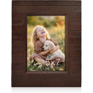 image:imageGolden State Art 5x7 Picture Frame Rustic Brown With Wood Plank Design  1 PackHandmade Solid Wood Frame With Real Glass  Wall Mount or Tabletop for Art Photos Portraits Prints GiftsRustic Brown