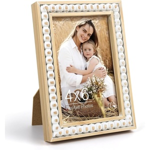 image:imageGolden State Art 5x7 Rustic Beaded Picture Frame Boho Solid WoodGlass  Fits 5x7 Photos Farmhouse Design Tabletop DisplayWall MountHorizontal or Vertical Display Rustic White1 Pack1 Pack