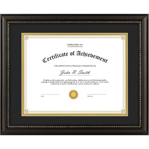 image:imageGolden State Art 85x11 Diploma Frame with Gold Trim Solid WoodGlass  Fit For 11X14 Document amp Certificates Without MatDouble MatNavy With Gold Black1 PackBrown  Black over Gold Mat