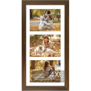image:imageGolden State Art Four 4x6 Collage Picture Frame White Matted DisplayWood  Fits Four 4x6 Fits 12x12 Picture Frame Wall Mount Display Solid Wood Tempered Glass Dark Brown 1 PackBrown