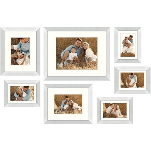 image:imageGolden State Art Gallery Wall Frames 11x14 8x10 5x7 Multiple Photo Frames Collage for Wall or Tabletop Displays with Mat or Without Mat Silver 7 PackSilver