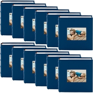 image:imageGolden State Art Photo Album with Memo Writing Space hold 200 4x6 Horizontal Pictures Leather Cover Dark Blue 12Pack