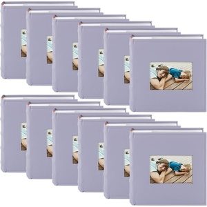 image:imageGolden State Art Photo Album with Memo Writing Space hold 200 4x6 Horizontal Pictures Leather Cover Purple 12Pack