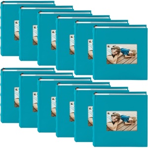 image:imageGolden State Art Photo Album with Memo Writing Space hold 200 4x6 Horizontal Pictures Leather Cover Sky Blue 12Pack