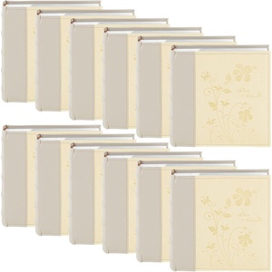 image:imageGolden State Art Photo Album with Memo Writing Space hold 200 4x6 Horizontal Pictures Leather Vintage Cover Beige amp Light Grey 12Pack