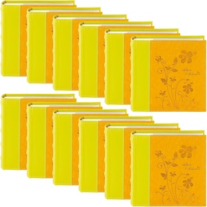 image:imageGolden State Art Photo Album with Memo Writing Space hold 200 4x6 Horizontal Pictures Leather Vintage Cover Orange amp Light Yellow 12Pack