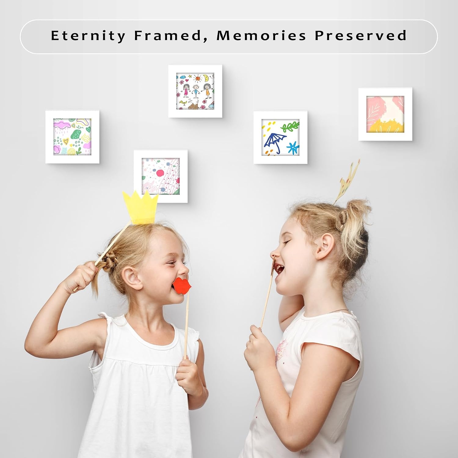 image:imageGolden State Art Set of 3 4x4 Picture Frames Smartphone Instagram Frame Collection Square Wood Frames with Tempered Glass Mothers Day Decorations White