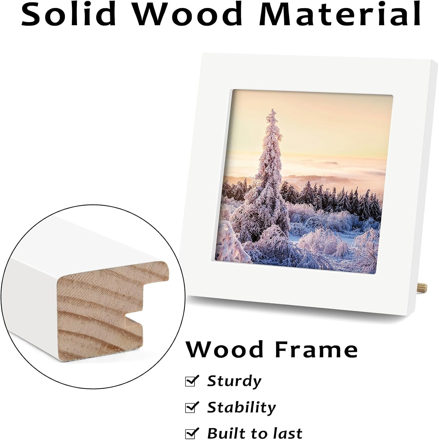 image:imageGolden State Art Set of 3 4x4 Picture Frames Smartphone Instagram Frame Collection Square Wood Frames with Tempered Glass Mothers Day Decorations White