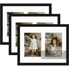 image:imageGolden State Art 11x14 Black Photo Wood Frame displays 2 5x7 Pictures  1 Pack White matSolid WoodTempered Glass FrontWall MountCollage frameBlack