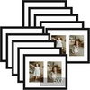image:imageGolden State Art 11x14 Black Photo Wood Frame displays 2 5x7 Pictures  1 Pack White matSolid WoodTempered Glass FrontWall MountCollage frameBlack