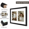 image:imageGolden State Art 11x14 Black Photo Wood Frame displays 2 5x7 Pictures  1 Pack White matSolid WoodTempered Glass FrontWall MountCollage frameBlack