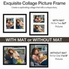 image:imageGolden State Art 11x14 Black Photo Wood Frame displays 2 5x7 Pictures  1 Pack White matSolid WoodTempered Glass FrontWall MountCollage frameBlack
