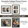 image:imageGolden State Art 11x14 Black Photo Wood Frame displays 2 5x7 Pictures  1 Pack White matSolid WoodTempered Glass FrontWall MountCollage frameDark Brown