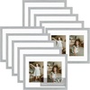 image:imageGolden State Art 11x14 Black Photo Wood Frame displays 2 5x7 Pictures  1 Pack White matSolid WoodTempered Glass FrontWall MountCollage frameGrey
