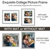 image:imageGolden State Art 11x14 Black Photo Wood Frame displays 2 5x7 Pictures  1 Pack White matSolid WoodTempered Glass FrontWall MountCollage frameGrey