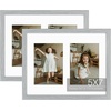 image:imageGolden State Art 11x14 Black Photo Wood Frame displays 2 5x7 Pictures  1 Pack White matSolid WoodTempered Glass FrontWall MountCollage frameGrey