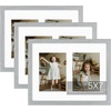 image:imageGolden State Art 11x14 Black Photo Wood Frame displays 2 5x7 Pictures  1 Pack White matSolid WoodTempered Glass FrontWall MountCollage frameGrey