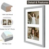 image:imageGolden State Art 11x14 Black Photo Wood Frame displays 2 5x7 Pictures  1 Pack White matSolid WoodTempered Glass FrontWall MountCollage frameGrey