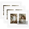 image:imageGolden State Art 11x14 Black Photo Wood Frame displays 2 5x7 Pictures  1 Pack White matSolid WoodTempered Glass FrontWall MountCollage frameWhite