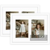 image:imageGolden State Art 11x14 Black Photo Wood Frame displays 2 5x7 Pictures  1 Pack White matSolid WoodTempered Glass FrontWall MountCollage frameWhite
