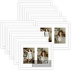 image:imageGolden State Art 11x14 Black Photo Wood Frame displays 2 5x7 Pictures  1 Pack White matSolid WoodTempered Glass FrontWall MountCollage frameWhite