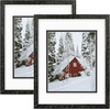 image:imageGolden State Art 11x14 Distressed Black Picture FrameWoodampGlassMat 8x10  1 Pack 11x14 Photo Frame Displays for 8x10 with White over Black Double Mat  Solid WoodampReal Glass Wall Mounting DecorDistressed Black  WhiteBlack Mat