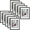 image:imageGolden State Art 11x14 Distressed Black Picture FrameWoodampGlassMat 8x10  1 Pack 11x14 Photo Frame Displays for 8x10 with White over Black Double Mat  Solid WoodampReal Glass Wall Mounting DecorDistressed Black  WhiteBlack Mat