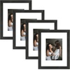 image:imageGolden State Art 11x14 Picture Frame Set of 4Display 8x10 Photo Multicol  Removable White mat Dispaly 8x10 or 11x14 Wooden Frame with Plexiglass FrontBoth Wall or Tabletop displayBlack