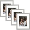 image:imageGolden State Art 11x14 Picture Frame Set of 4Display 8x10 Photo Multicol  Removable White mat Dispaly 8x10 or 11x14 Wooden Frame with Plexiglass FrontBoth Wall or Tabletop displayGray