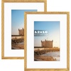 image:imageGolden State Art 12x16 Picture FrameSolid WoodampReal GlassMat 8x12Black  1 Pack 12x16 Photo Frame White Mat Display for 8x12 Picture Horizontal and Vertical Wall MountingGold