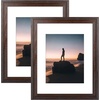 image:imageGolden State Art 14x18 Picture Frame  Matted for 11x14 Photo Black  1 PackWhite Mat and Tempered Glass frontFits 14x18 Photo Without Mat Wide Moulding Solid Wood Frame for Wall DisplayDistressed Dark Brown