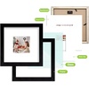 image:imageGolden State Art 8x8 Black Picture Frame Made of Solid Wood Real Glass Black Square Wood Photo Frame Display For 4x4 Picture With White Mat Opening 35x35 Wall MountingSet of 4