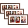 image:imageGolden State Art 9x18 Black Wood Frame  for Three 5x7 Pictures 1 Pack  Black MatSolid WoodSawtooth Hangers Swivel Tabs  Wall Mounting  LandscapePortrait  Real Glass  Collage FrameWood  Distressed Brown With White Mat