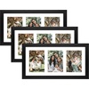 image:imageGolden State Art 9x18 Black Wood Frame  for Three 5x7 Pictures 1 Pack  Black MatSolid WoodSawtooth Hangers Swivel Tabs  Wall Mounting  LandscapePortrait  Real Glass  Collage FrameWood  Black With White Mat