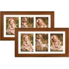image:imageGolden State Art Collage Frame 7x14 for 3 4x6 Photos Wood Distressed Brown  Clear Real Glass and White Mat Horizontal amp Vertical Display Multi Pictures For Gallery Wall Home Decor amp Holiday GiftBrown With White Mat