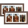image:imageGolden State Art Collage Frame 7x14 for 3 4x6 Photos Wood Distressed Brown  Clear Real Glass and White Mat Horizontal amp Vertical Display Multi Pictures For Gallery Wall Home Decor amp Holiday GiftDistressed Brown With White Mat