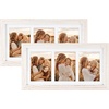 image:imageGolden State Art Collage Frame 7x14 for 3 4x6 Photos Wood Distressed Brown  Clear Real Glass and White Mat Horizontal amp Vertical Display Multi Pictures For Gallery Wall Home Decor amp Holiday GiftDistressed White With White Mat