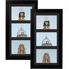 image:imageGolden State Art Collage Frame 7x14 for 3 4x6 Photos Wood Distressed Brown  Clear Real Glass and White Mat Horizontal amp Vertical Display Multi Pictures For Gallery Wall Home Decor amp Holiday GiftBlack With Black Mat