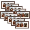 image:imageGolden State Art Collage Frame 7x14 for 3 4x6 Photos Wood Distressed Brown  Clear Real Glass and White Mat Horizontal amp Vertical Display Multi Pictures For Gallery Wall Home Decor amp Holiday GiftDistressed Brown With White Mat